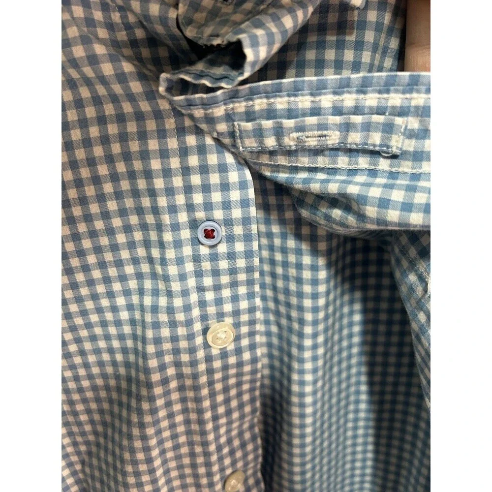 Johnnie-O Men’s Button Down Long Sleeve Shirt Large Blue Gingham Plaid